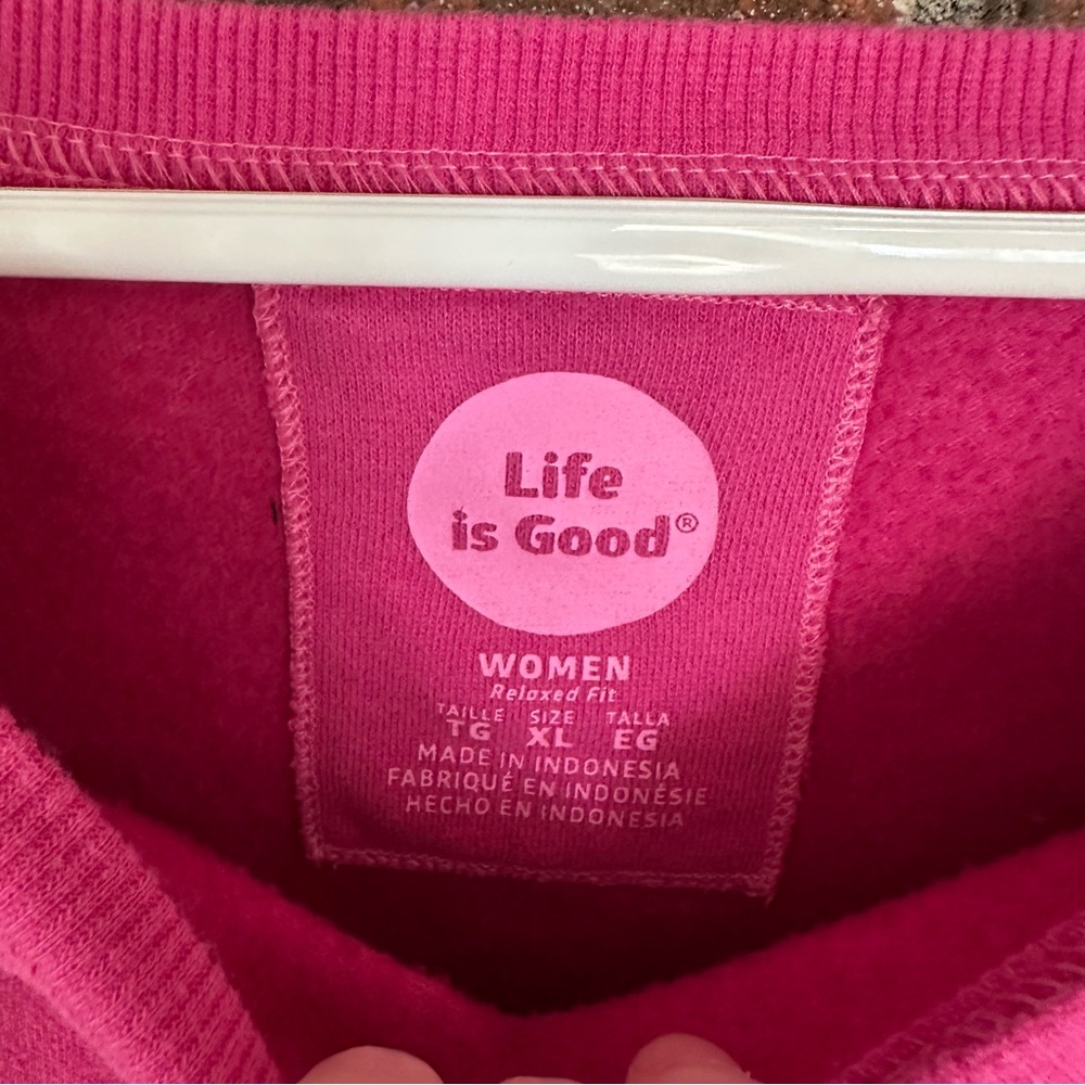 Life Is Good Vibrant Pink Women's Sweatshirt - Picture 2 of 3